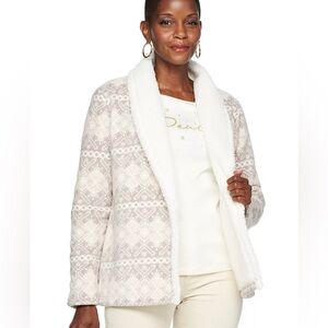 New with tag Cozy Patterned Jacket with Sherpa Lining